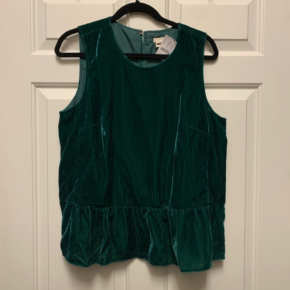 JCrew Velour Sleeveless top with Ruffle Bottom NWT